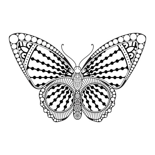 Векторная бабочка черно-белый элемент линии художественной печати дизайн — стоковый вектор