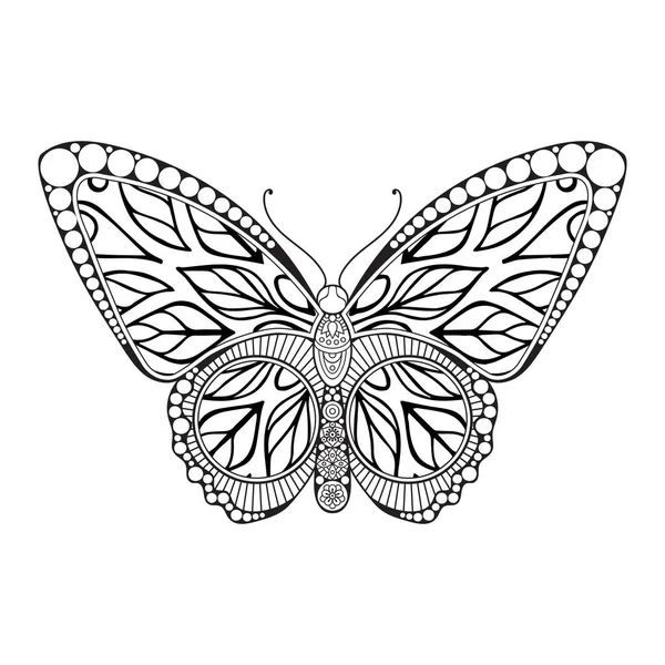 Vector butterfly black and white element line art print design — Stock Vector