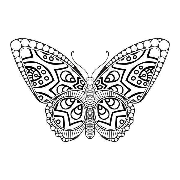 Vecteur papillon noir et blanc élément ligne art print design — Image vectorielle