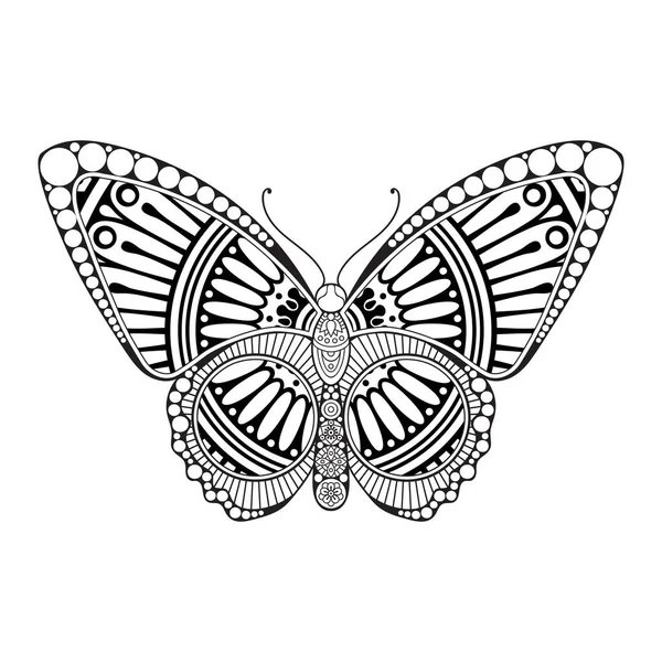 ベクトル蝶黒と白の要素ラインアートプリントデザイン — ストックベクタ