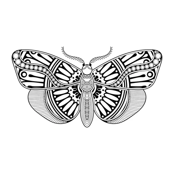 Vector mariposa blanco y negro elemento línea arte impresión diseño — Archivo Imágenes Vectoriales