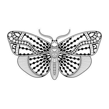 vektör kelebeği siyah beyaz element çizgi çizimi tasarımı