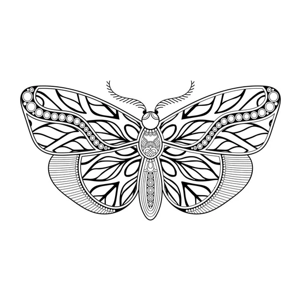 Vector mariposa blanco y negro elemento línea arte impresión diseño — Archivo Imágenes Vectoriales