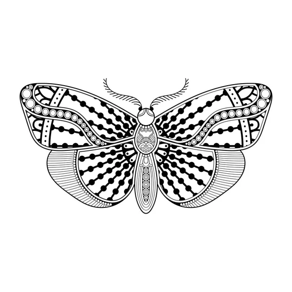 Vector mariposa blanco y negro elemento línea arte impresión diseño — Archivo Imágenes Vectoriales