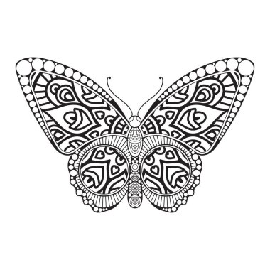 vektör kelebeği siyah beyaz element çizgi çizimi tasarımı