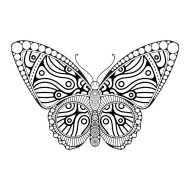 vektör kelebeği siyah beyaz element çizgi çizimi tasarımı