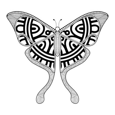 vektör kelebeği siyah beyaz element çizgi çizimi tasarımı