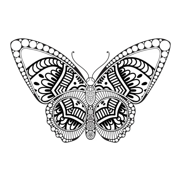 Vector mariposa blanco y negro elemento línea arte impresión diseño — Archivo Imágenes Vectoriales