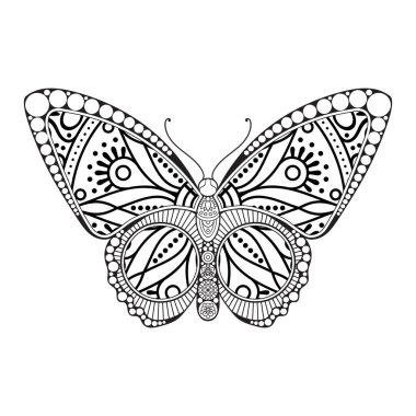 vektör kelebeği siyah beyaz element çizgi çizimi tasarımı