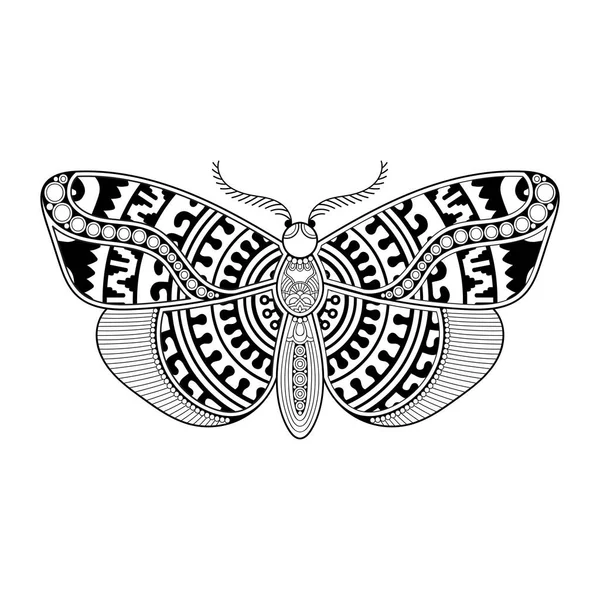 Vector butterfly black and white element line art print design — Stock Vector