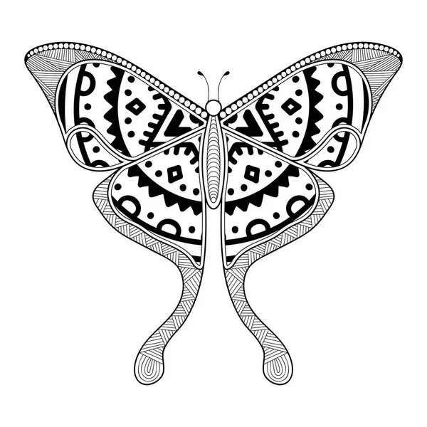 Vector mariposa blanco y negro elemento línea arte impresión diseño — Vector de stock