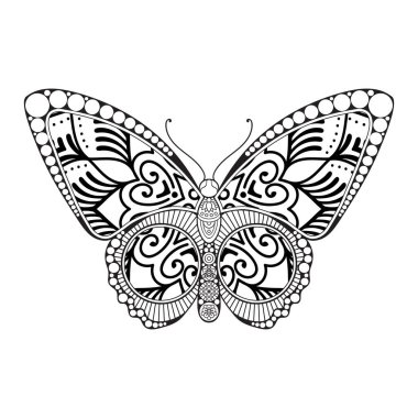 vektör kelebeği siyah beyaz element çizgi çizimi tasarımı