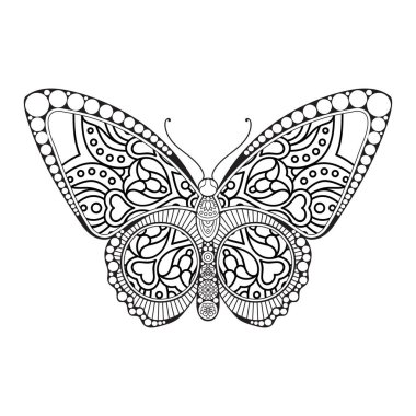 vektör kelebeği siyah beyaz element çizgi çizimi tasarımı