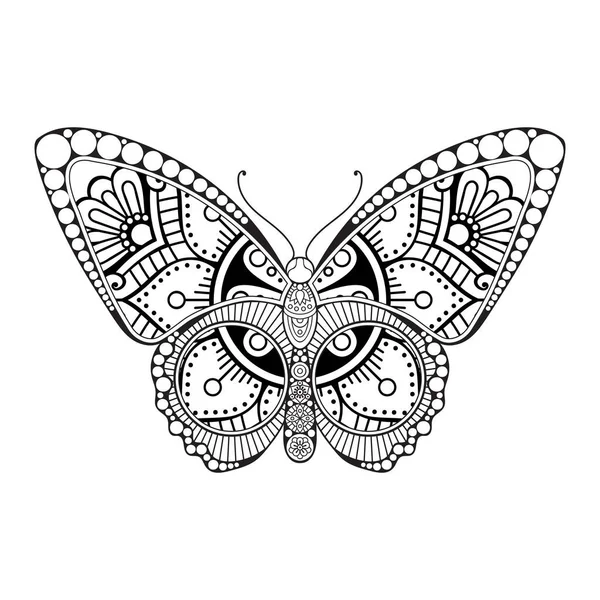 Vector mariposa blanco y negro elemento línea arte impresión diseño — Vector de stock