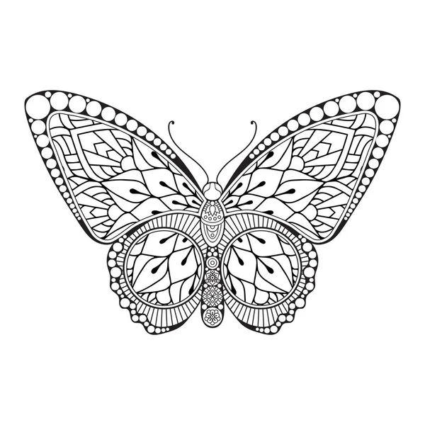 Vecteur papillon noir et blanc élément ligne art print design — Image vectorielle