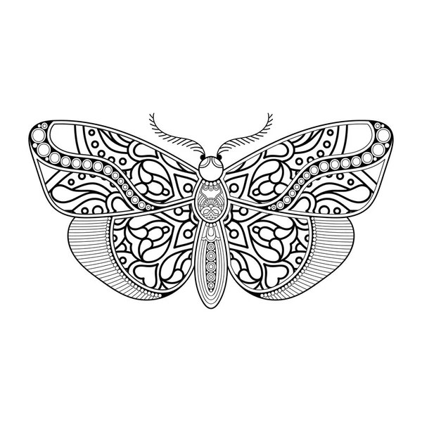 Vector butterfly black and white element line art print design — Stock Vector