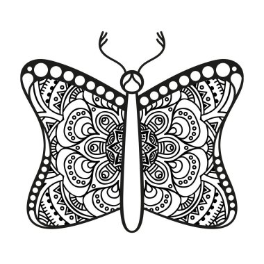 vektör kelebeği siyah beyaz element çizgi çizimi tasarımı