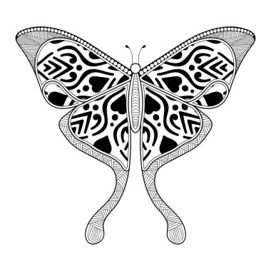 vektör kelebeği siyah beyaz element çizgi çizimi tasarımı