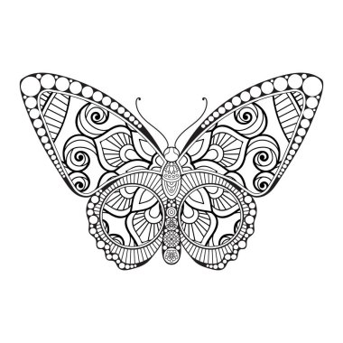 vektör kelebeği siyah beyaz element çizgi çizimi tasarımı