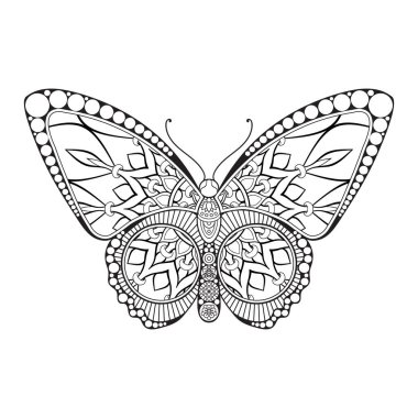 vektör kelebeği siyah beyaz element çizgi çizimi tasarımı