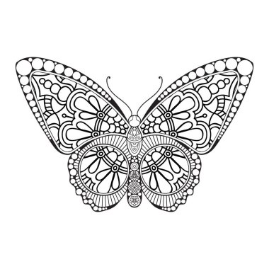 vektör kelebeği siyah beyaz element çizgi çizimi tasarımı