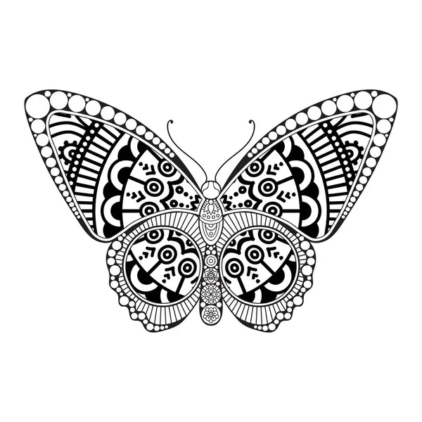 Vecteur papillon noir et blanc élément ligne art print design — Image vectorielle