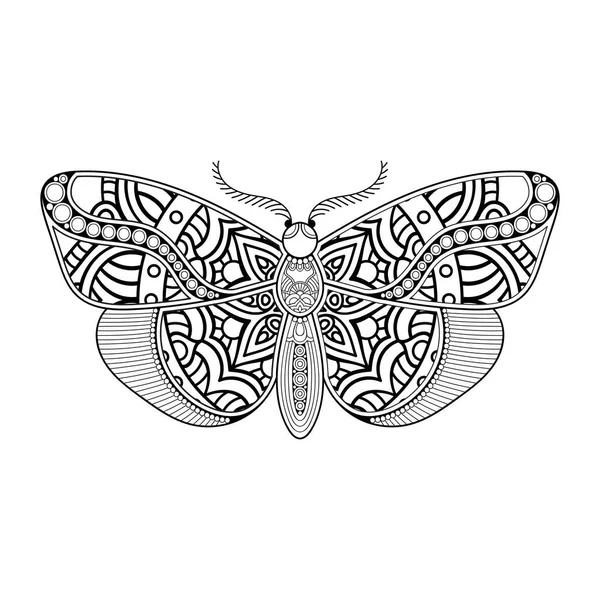 Vector mariposa blanco y negro elemento línea arte impresión diseño — Archivo Imágenes Vectoriales