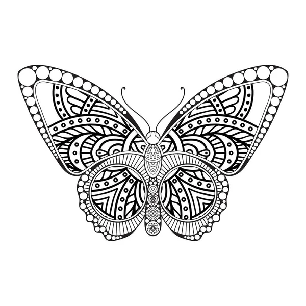 Vektör kelebeği siyah beyaz element çizgi çizimi tasarımı — Stok Vektör