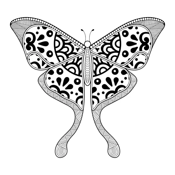 Vecteur papillon noir et blanc élément ligne art print design — Image vectorielle