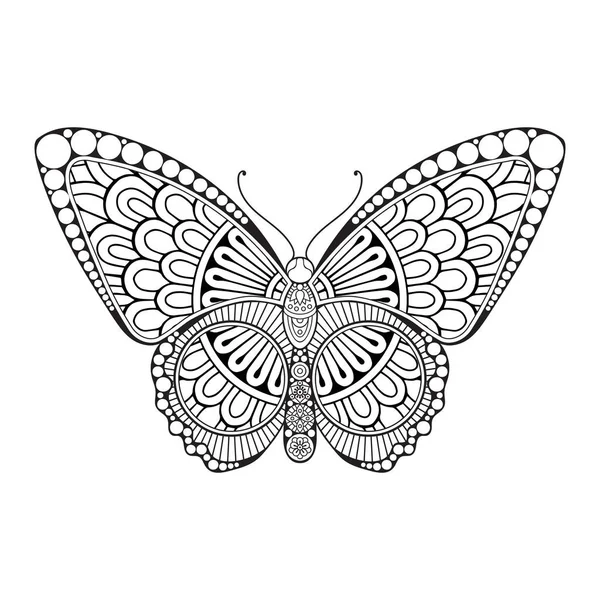 ベクトル蝶黒と白の要素ラインアートプリントデザイン — ストックベクタ