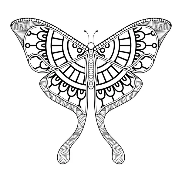 Desain cetak elemen hitam dan putih kupu-kupu vektor - Stok Vektor