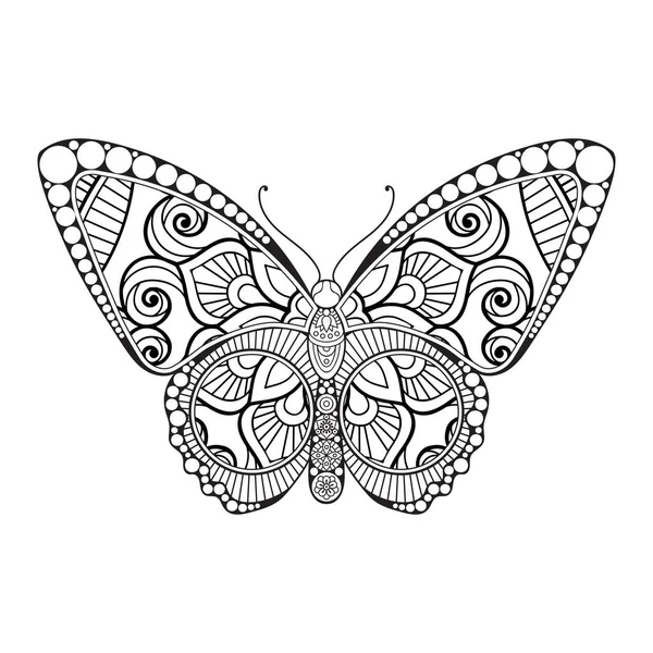 Vector mariposa blanco y negro elemento línea arte impresión diseño — Vector de stock