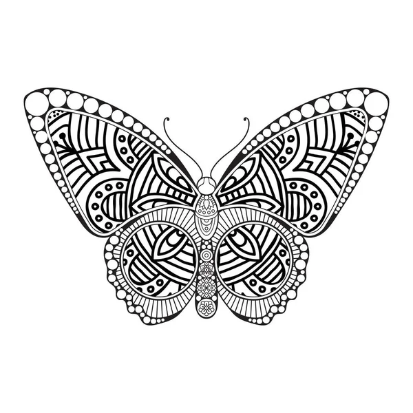 Vecteur papillon noir et blanc élément ligne art print design — Image vectorielle