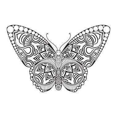 vektör kelebeği siyah beyaz element çizgi çizimi tasarımı
