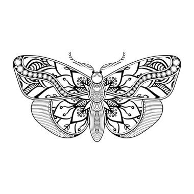 vektör kelebeği siyah beyaz element çizgi çizimi tasarımı