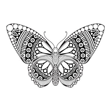 vektör kelebeği siyah beyaz element çizgi çizimi tasarımı