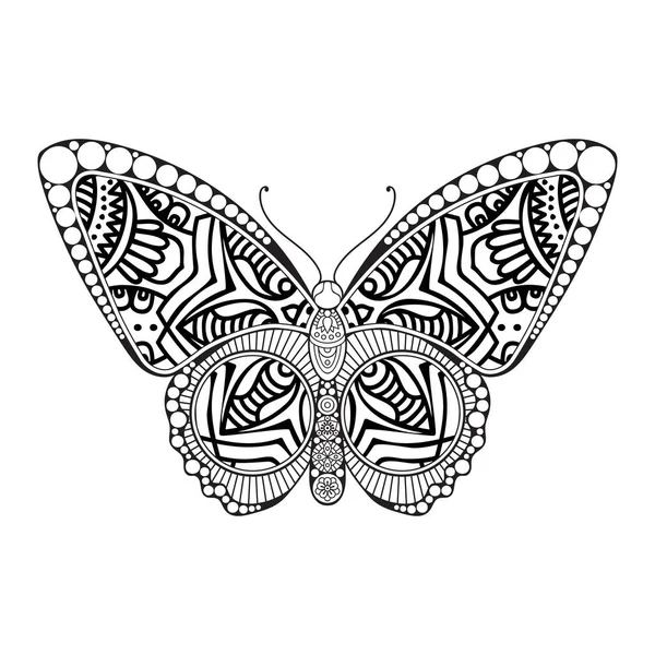 Vecteur papillon noir et blanc élément ligne art print design — Image vectorielle