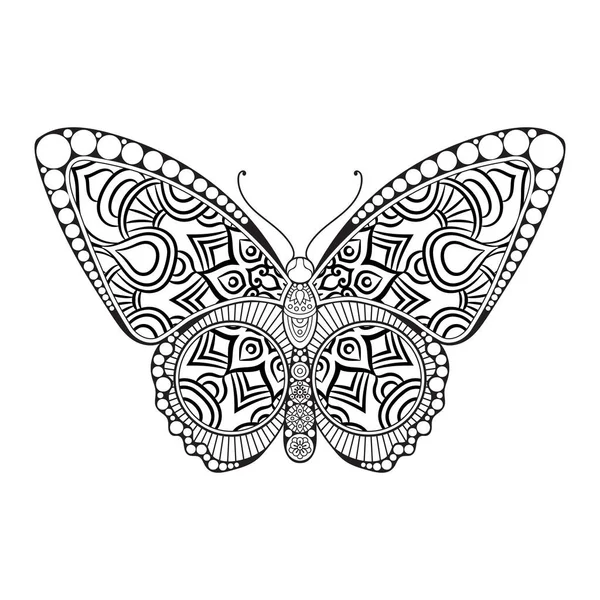 Vector mariposa blanco y negro elemento línea arte impresión diseño — Vector de stock