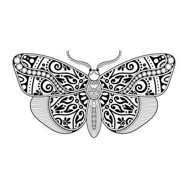 vektör kelebeği siyah beyaz element çizgi çizimi tasarımı