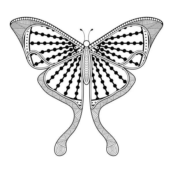 Vektor Schmetterling Schwarz-Weiß Element Linie Kunstdruck Design — Stockvektor