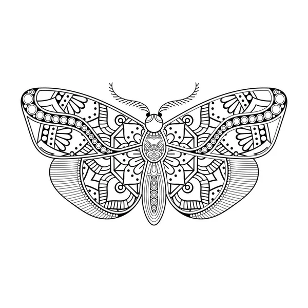 Vector mariposa blanco y negro elemento línea arte impresión diseño — Archivo Imágenes Vectoriales