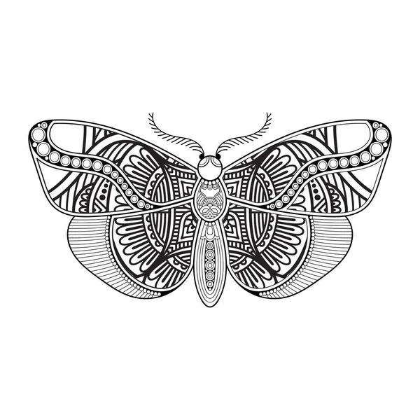 Vector mariposa blanco y negro elemento línea arte impresión diseño — Archivo Imágenes Vectoriales
