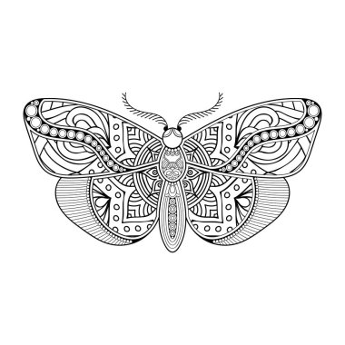 vektör kelebeği siyah beyaz element çizgi çizimi tasarımı