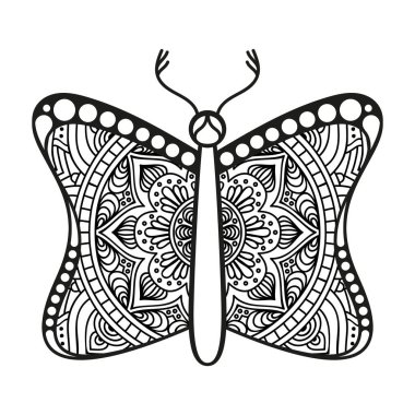 vektör kelebeği siyah beyaz element çizgi çizimi tasarımı