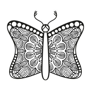 vektör kelebeği siyah beyaz element çizgi çizimi tasarımı