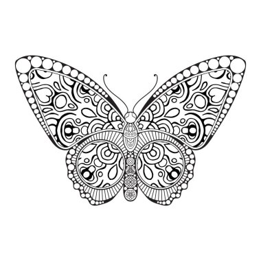 vektör kelebeği siyah beyaz element çizgi çizimi tasarımı