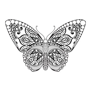 vektör kelebeği siyah beyaz element çizgi çizimi tasarımı