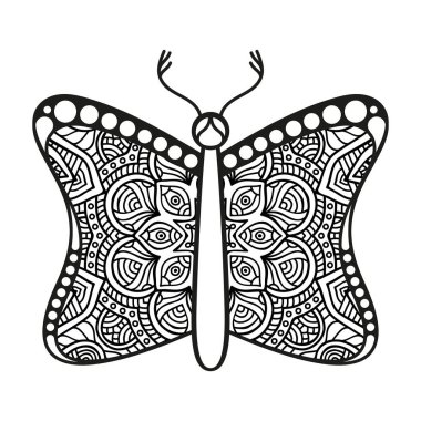 vektör kelebeği siyah beyaz element çizgi çizimi tasarımı