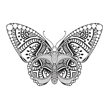vektör kelebeği siyah beyaz element çizgi çizimi tasarımı