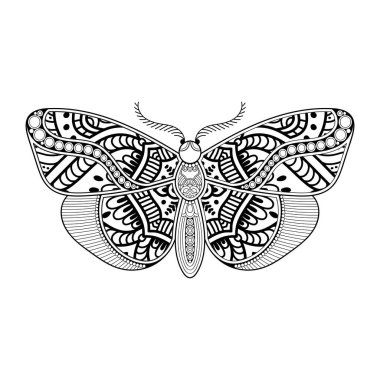vektör kelebeği siyah beyaz element çizgi çizimi tasarımı